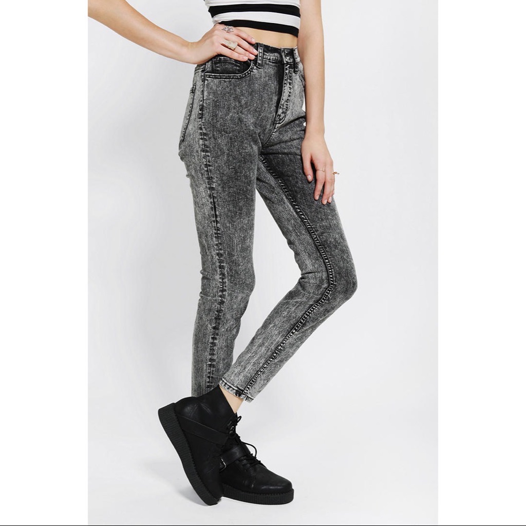 Bdg Cigarette High Waisted Black Acid Washed Jeans